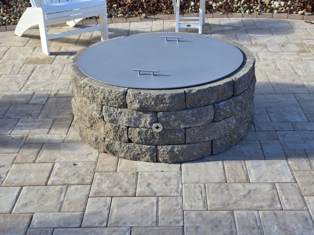 Gas fire pit installation in Massachusetts